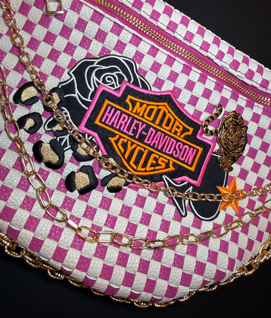 .LEATHER BAG PINK BIKER